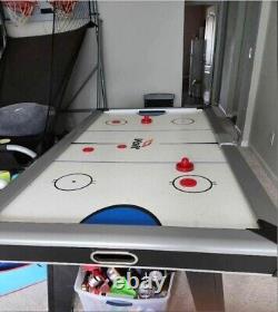 Play kitchen, basketball hoop, air hockey and soccer table