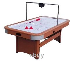 Pool Central 7FT x 4FT Recreational Brown, White and Red Air Hockey Game Table