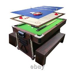 Pool Table 7ft + Air Hockey + Table Tennis + Table Mattew with Benches