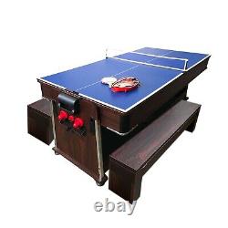 Pool Table 7ft + Air Hockey + Table Tennis + Table Mattew with Benches