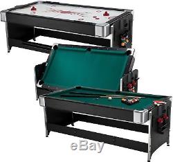 Pool Table Billiards 2-in-1 Glide Air Hockey Home Mancave Game Complete Set