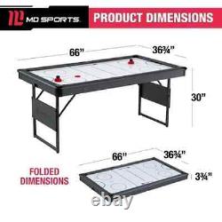 Powered Air Hockey Table Set With Two Pushers 66 Inch Foldable Family Fun Games