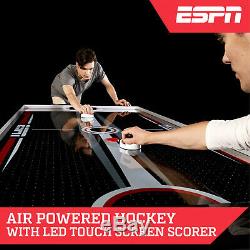 Premium 84 Air Hockey Table LED Touch Screen Scorer Gloss Finish 7 Black/Grey