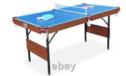 Rack Crux 55 in Folding Billiard/Pool Table Blue 3-in-1 Table Tennis Air Hockey