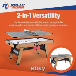 Rally and Roar 72 In Air Hockey Table withLED Scorer & Table Tennis Top (Open Box)