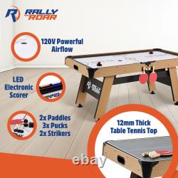 Rally and Roar 72 In Air Hockey Table withLED Scorer & Table Tennis Top (Open Box)