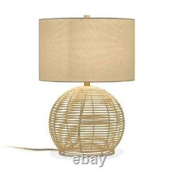 Rattan Table Lamp Living Room Office Bedroom Bedside Nightstand Bohemian Style