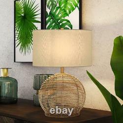 Rattan Table Lamp Living Room Office Bedroom Bedside Nightstand Bohemian Style