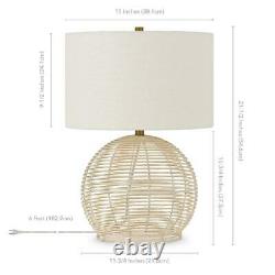 Rattan Table Lamp Living Room Office Bedroom Bedside Nightstand Bohemian Style