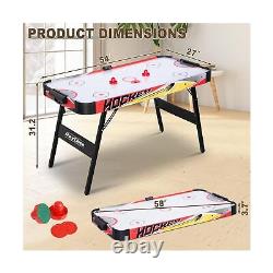 RayChee 58in Folding Air Hockey Table, LED Electronic Scoring Sports Hockey G