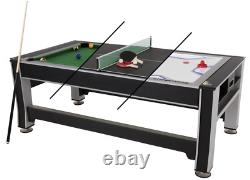 Rotating Swivel Air Hockey Billiards Pool Table And Table Tennis 3-In-1 NEW