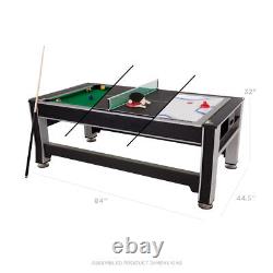 Rotating Swivel Air Hockey Billiards Pool Table And Table Tennis 3-In-1 NEW