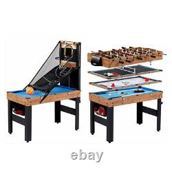 SLIDE HOCKEY BASKETBALL FOOSBALL GAME TABLE 48 5-in-1 Accessories Included