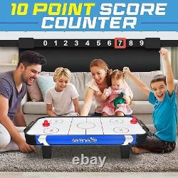SereneLife 40 Air Hockey Game Tabletop, withFastest Play Blue & Black