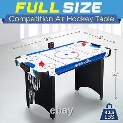 SereneLife 48 Air Hockey Game Table with 2X Stronger Motor, Digital LED Scorebo