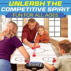 Serenelife 54 Air Hockey Game Table with 2X Stronger Motor, Light-up Scoreboard