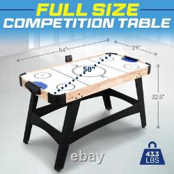 Serenelife 54 Air Hockey Game Table with 2X Stronger Motor, Light-up Scoreboard