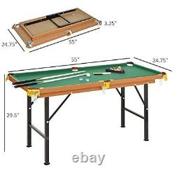 Soozier 55 Portable Folding Billiards Table Game Pool Table for Whole Family