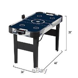 Straight Leg Air Hockey Table 48 Indoor Sport Game Play Arcade Experience Black