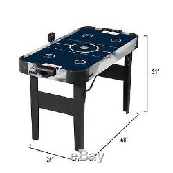 Straight Leg Air Hockey Table 48 Indoor Sport Game Play Arcade Experience Black