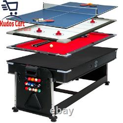 Sure Shot 7Ft 4In1 Multi Games Table Pool Air Hockey Tennis Adjustable Feet Play