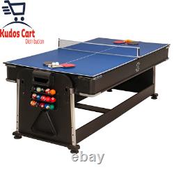 Sure Shot 7Ft 4In1 Multi Games Table Pool Air Hockey Tennis Adjustable Feet Play