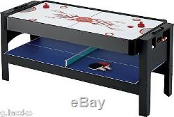 Top Game Table Billiards Air Hockey Table Tennis 6 Foot 3 in 1 Flip Home New
