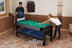 Top Game Table Billiards Air Hockey Table Tennis 6 Foot 3 in 1 Flip Home New