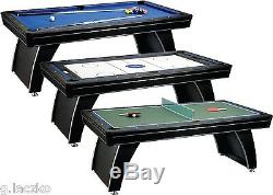 Top Game Table Billiards Air Hockey Table Tennis 7 Foot 3 in 1 Flip Home New