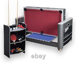 Triple Threat 6-Ft 3-In-1 Multi Game Table with Billiards, Air Hockey, and Table