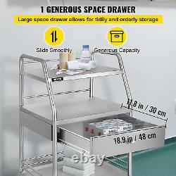 Utility Cart with 3 Shelves Shelf Stainless Steel with Wheels Rolling Cart Comme