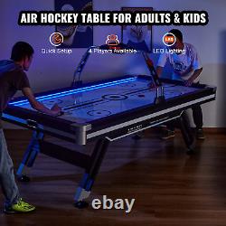 VEVOR Air-Powered Hockey Table, 89 Indoor Hockey Table for Kids and Adults, LED