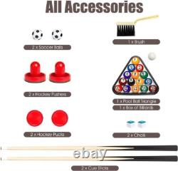 Versatile 48 Inch Multi Game Table Foosball, Billiard, Air Hockey Fun