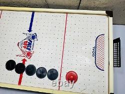 Vintage Carrom FACE OFF Fast Action Wooden Air Hockey Table with 5 Pucks 2 Pads